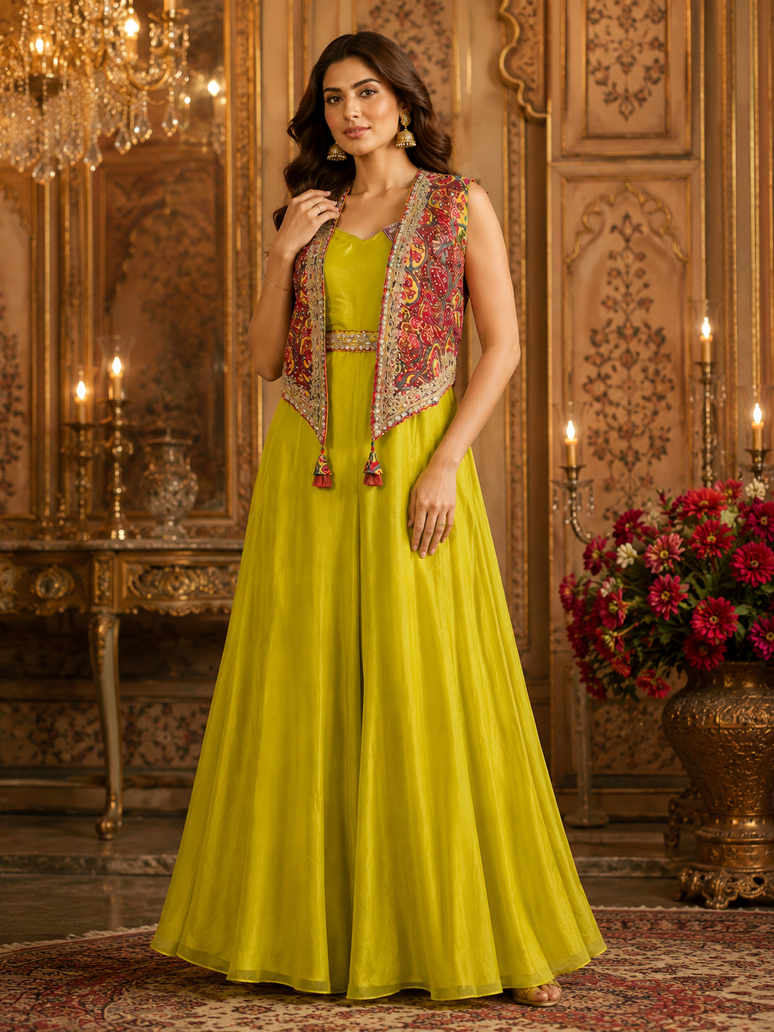 Lime Glow Jacket Gown