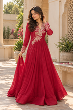 Jhalak – Maroon Embroidered Anarkali Gown