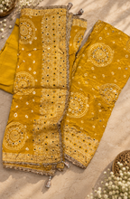 Mustard Gold Bandhani Embellished Suit Set