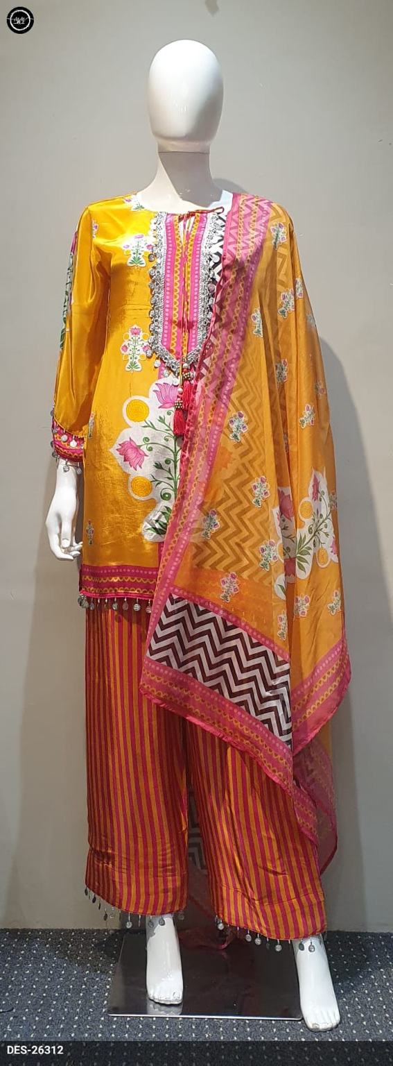 Rangrez - Mustard Floral Farsi Set