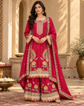 Vermilion Royale Embroidered Sharara Set
