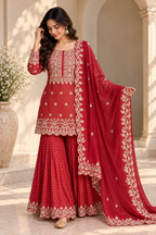 Cherry Red Sharara Suit