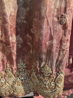 Dusty Peach Floral Embroidered Suit Set