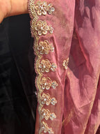 Dusty Peach Floral Embroidered Suit Set