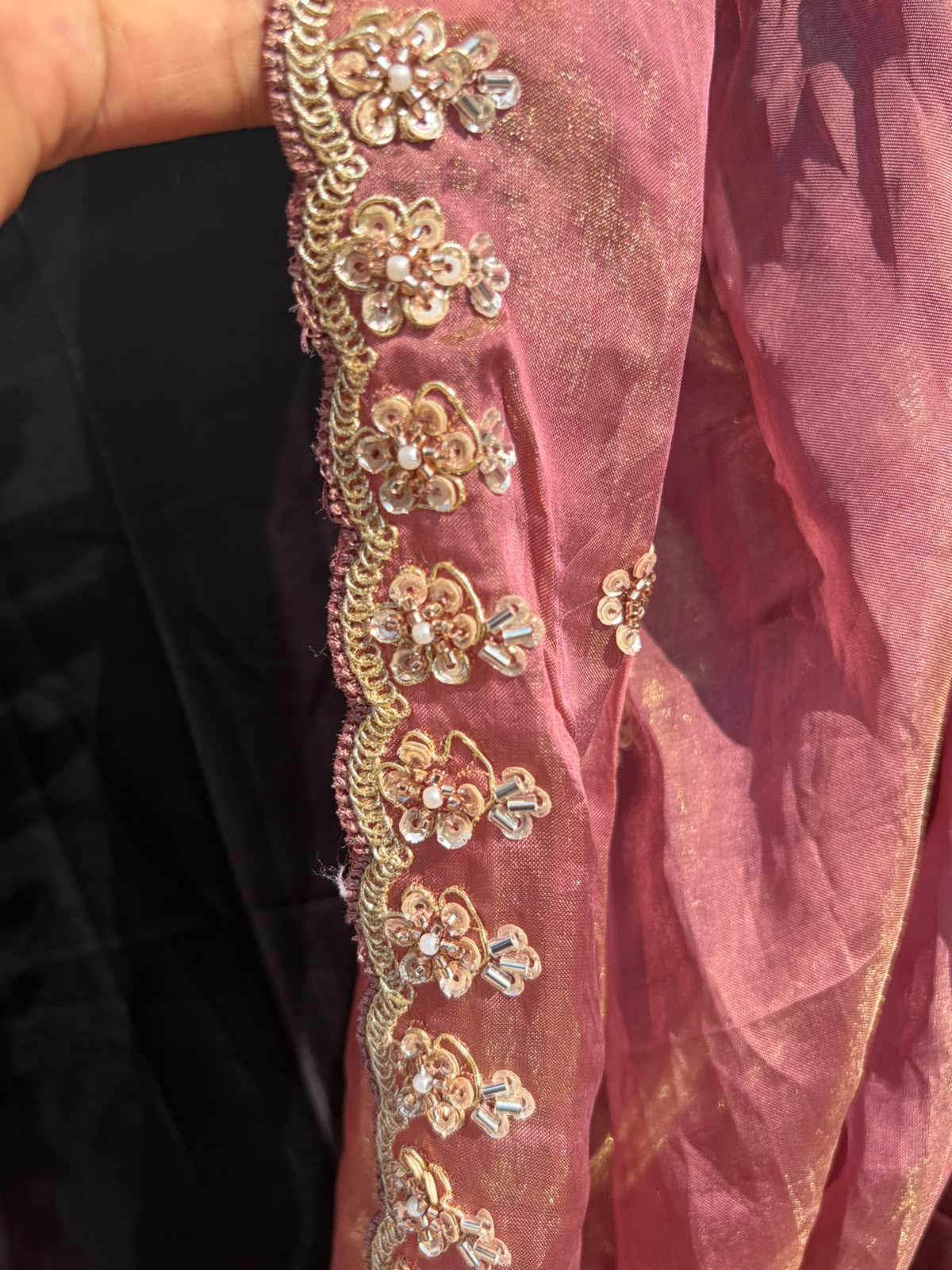 Dusty Peach Floral Embroidered Suit Set