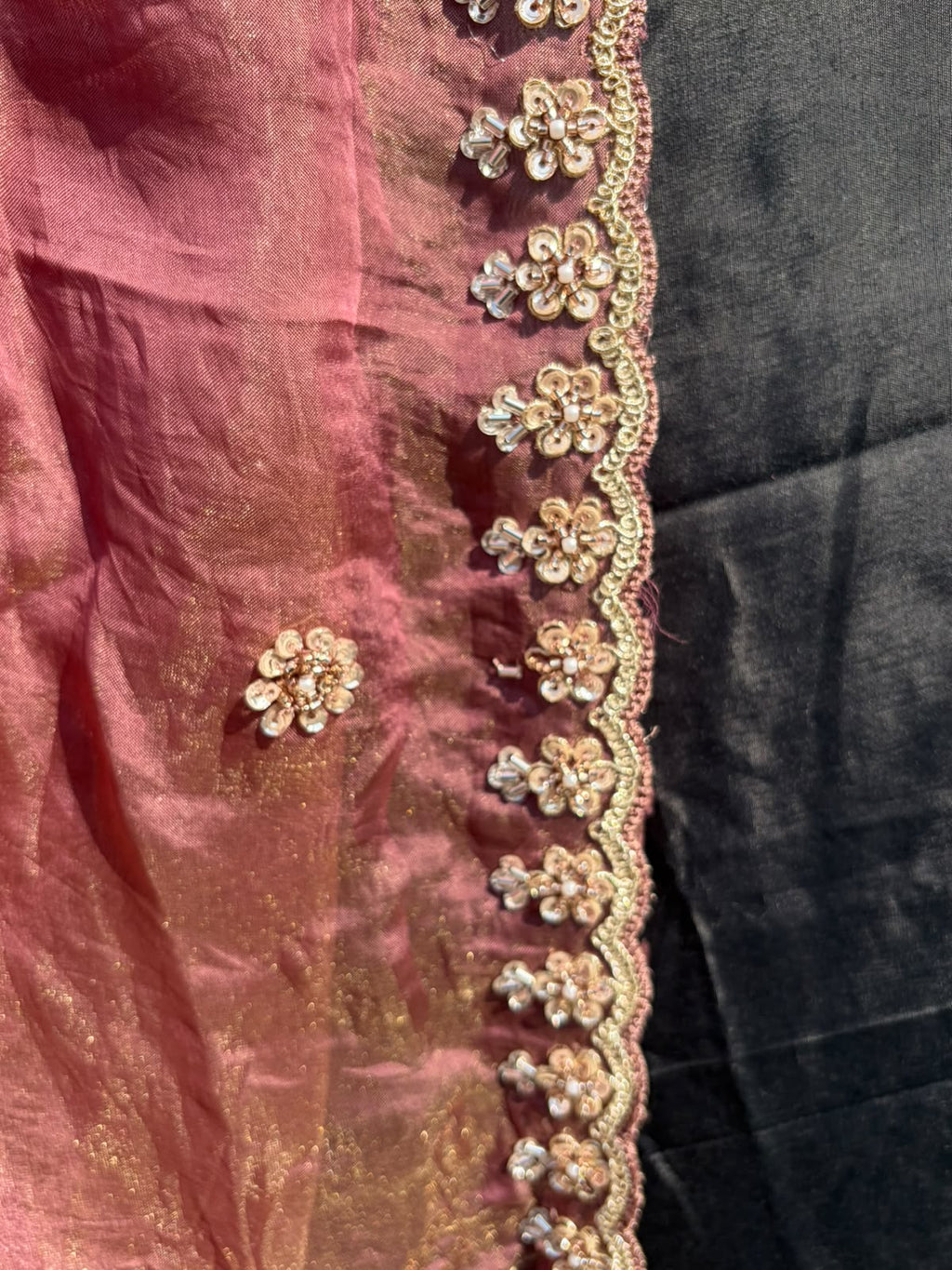 Dusty Peach Floral Embroidered Suit Set