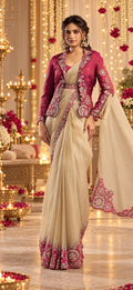 The Royal Magenta Embroidered Jacket Saree