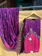 Purple & Fuchsia Embroidered Ethnic Set