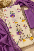 Lavender Floral Printed Suit Set