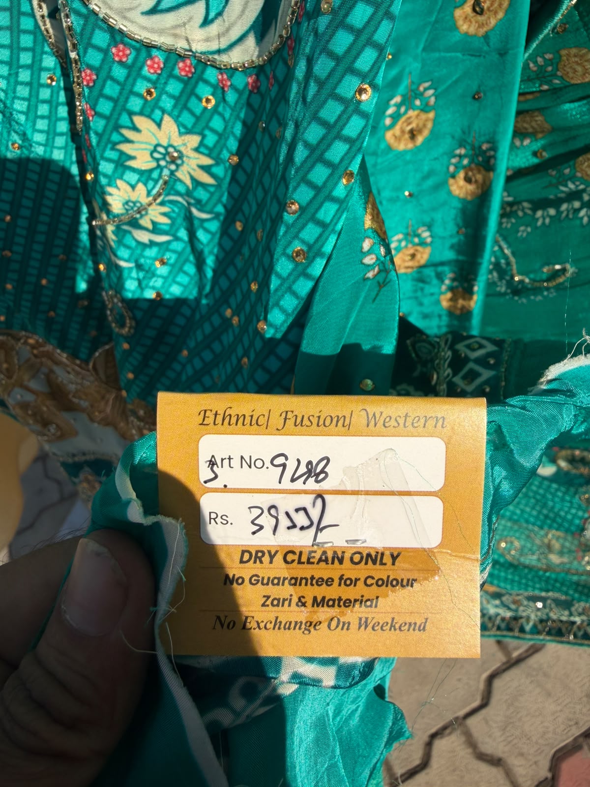 Teal Embroidered Printed Suit Set with Dupatta
