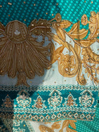 Teal Embroidered Printed Suit Set with Dupatta