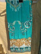 Teal Embroidered Printed Suit Set with Dupatta