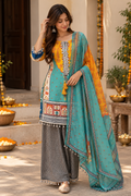 Aqua Sunshine – Printed Kurta Palazzo Set