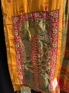 Mustard Floral Printed Suit Set with Multicolour Dupatta