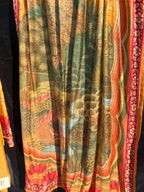 Mustard Floral Printed Suit Set with Multicolour Dupatta