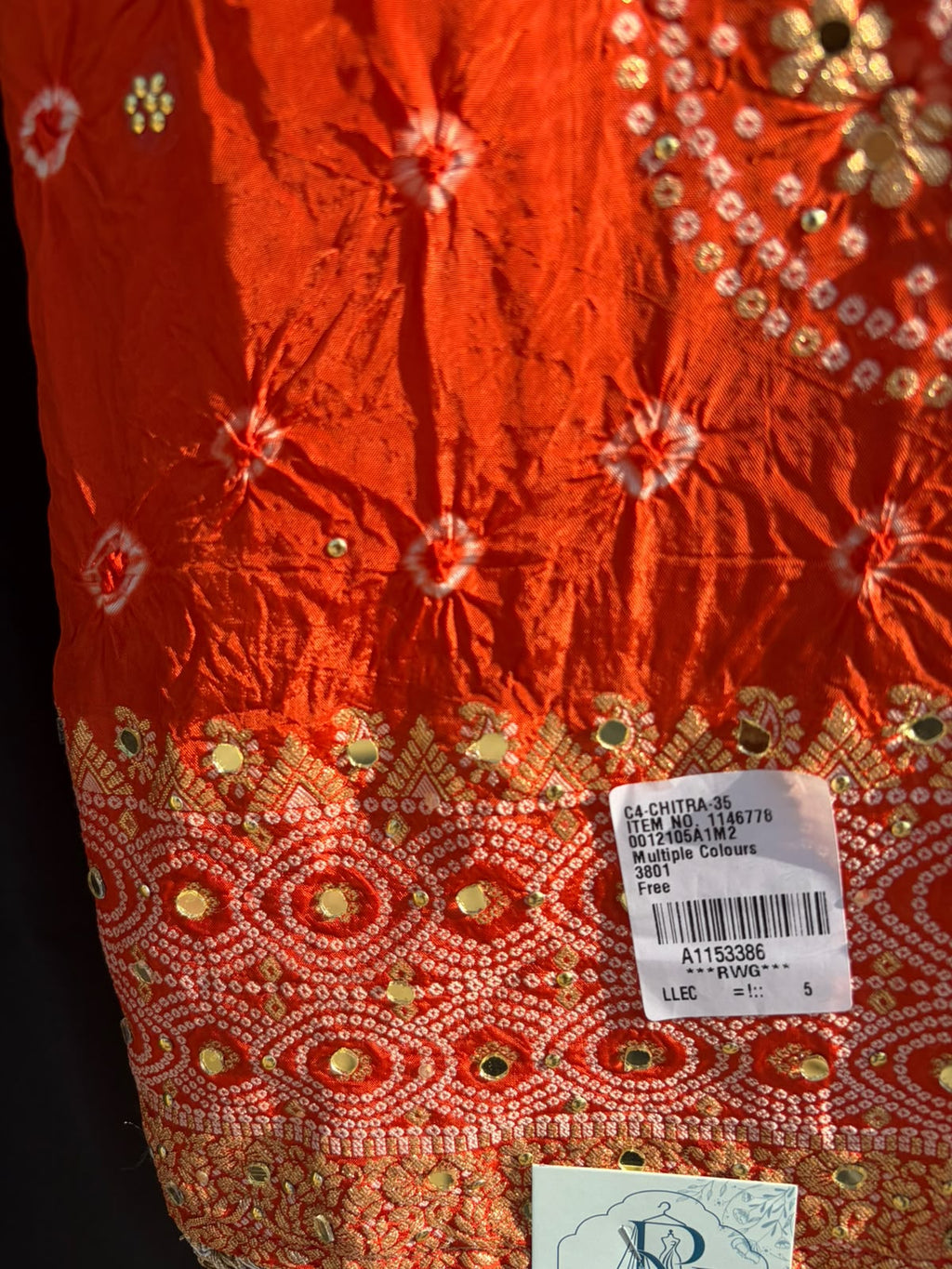 Orange Bandhani Embellished Lehenga Set