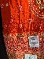 Orange Bandhani Embellished Lehenga Set