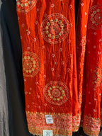 Orange Bandhani Embellished Lehenga Set