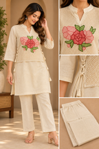 Ivory Floral Embroidered Co-ord Set