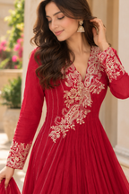 Jhalak – Maroon Embroidered Anarkali Gown