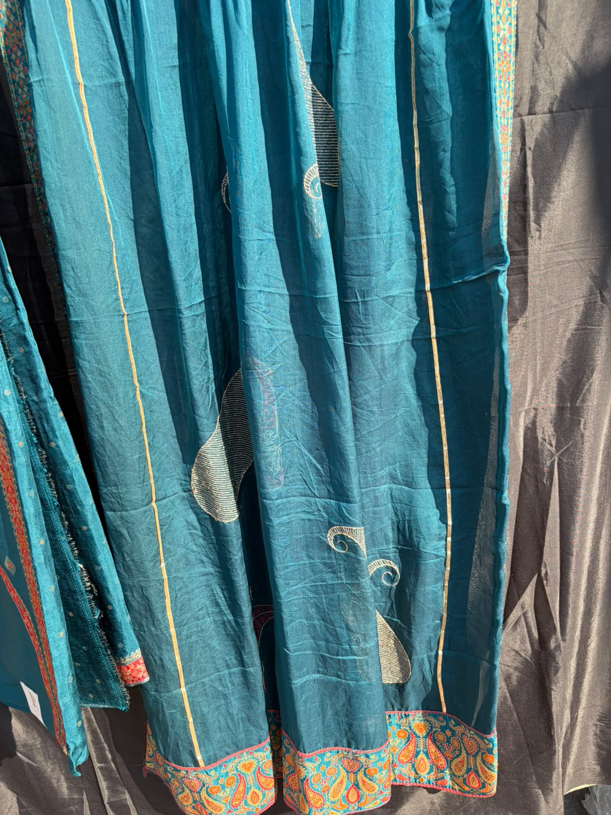 Teal Blue Embroidered Suit Set