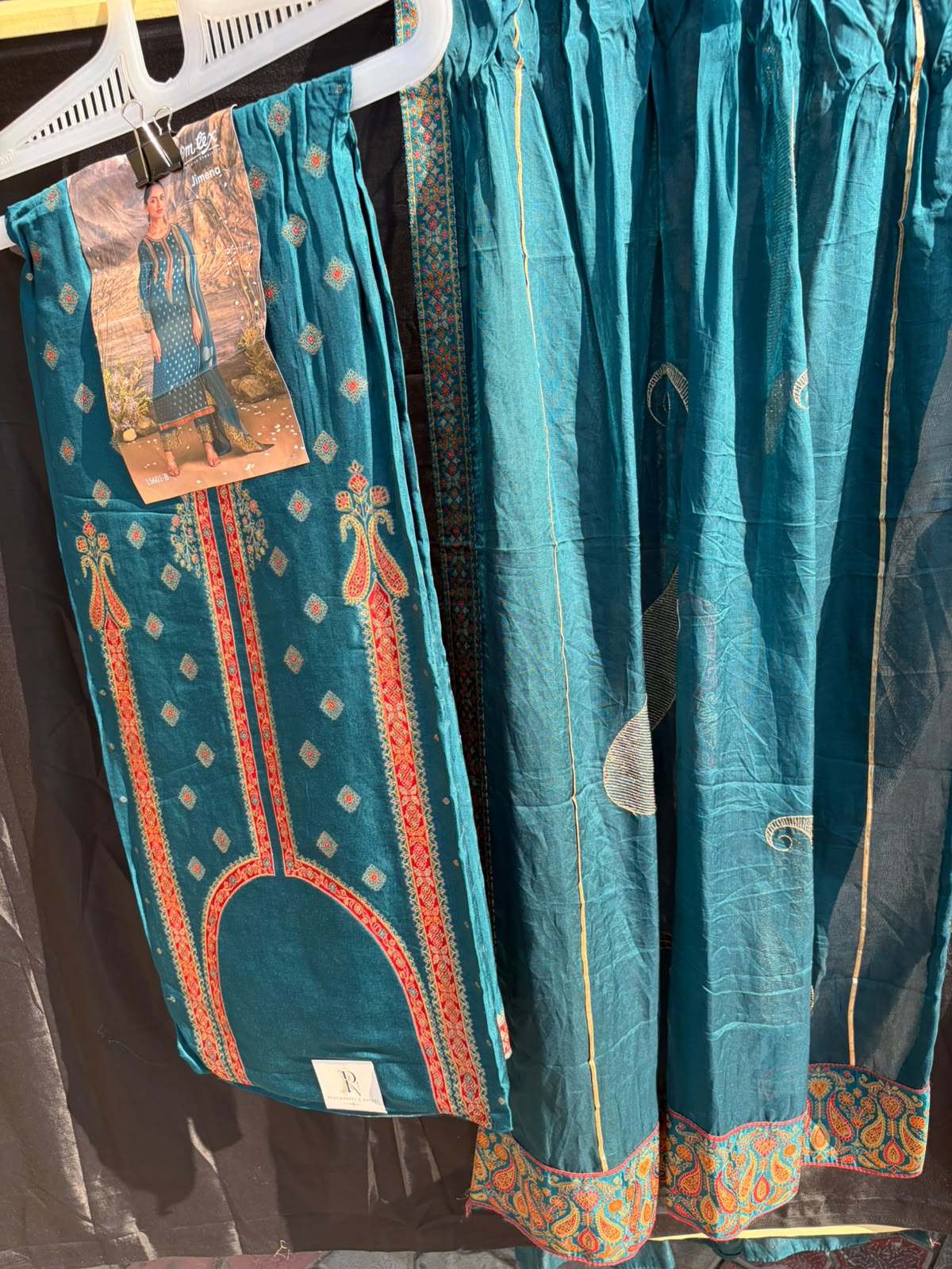 Teal Blue Embroidered Suit Set