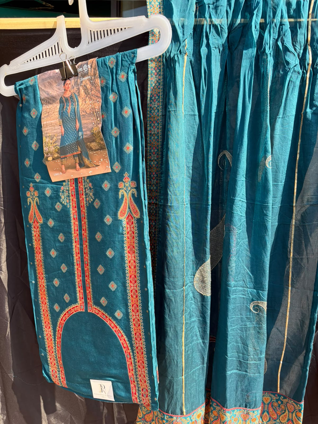 Teal Blue Embroidered Suit Set