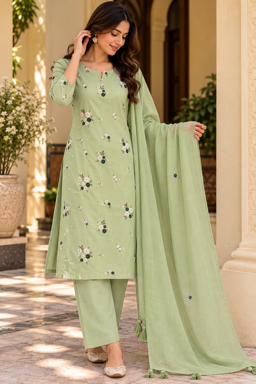 Sage Meadow Embroidered Suit Set
