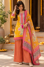 Rangrez - Mustard Floral Farsi Set