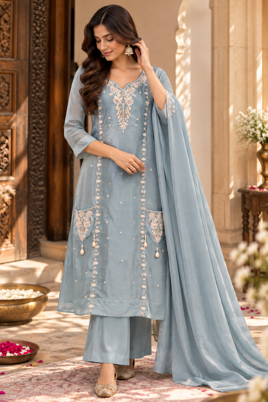 Frost Blue Elegance Suit Set