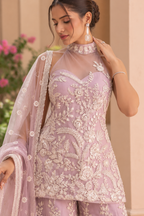 Lavender Luxe – Embroidered Halter Sharara Set