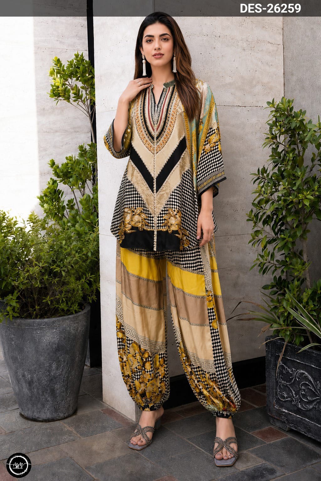 Mustard Mosaic Printed Balloon pants