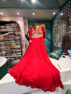 Scarlet Red Embroidered Anarkali Gown