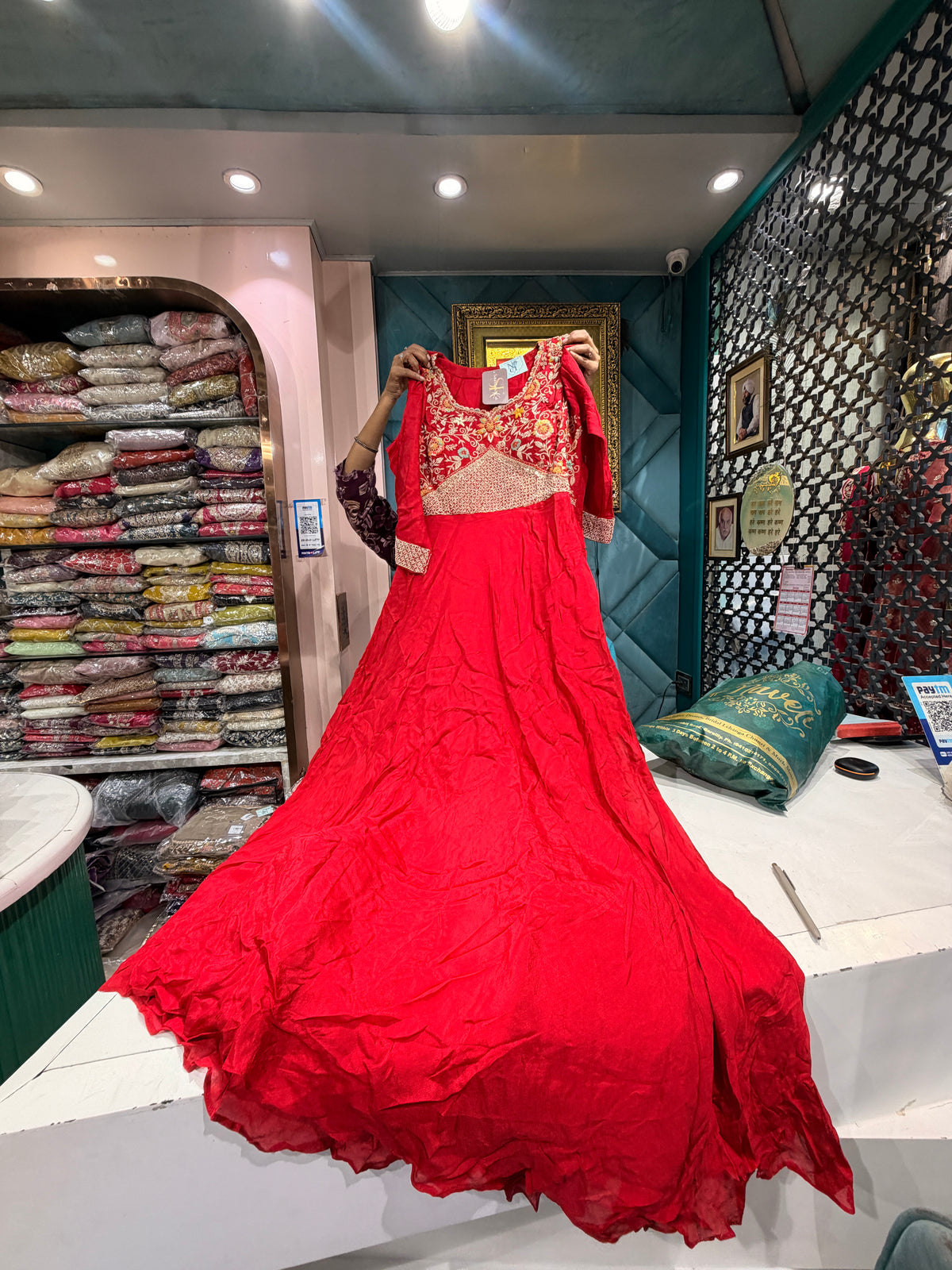 Scarlet Red Embroidered Anarkali Gown