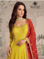 Mustard Embroideried Anarkali Gown