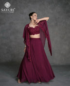Merlot Muse – Burgundy Floral Lehenga Set