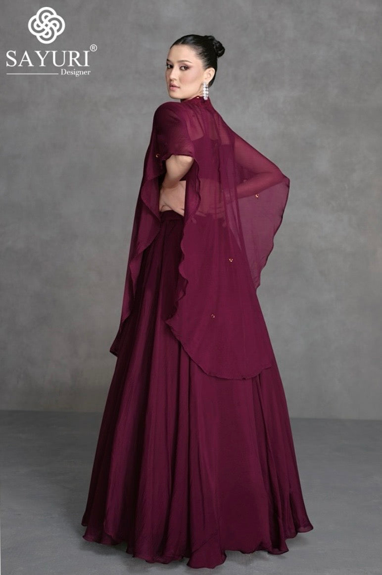Merlot Muse – Burgundy Floral Lehenga Set
