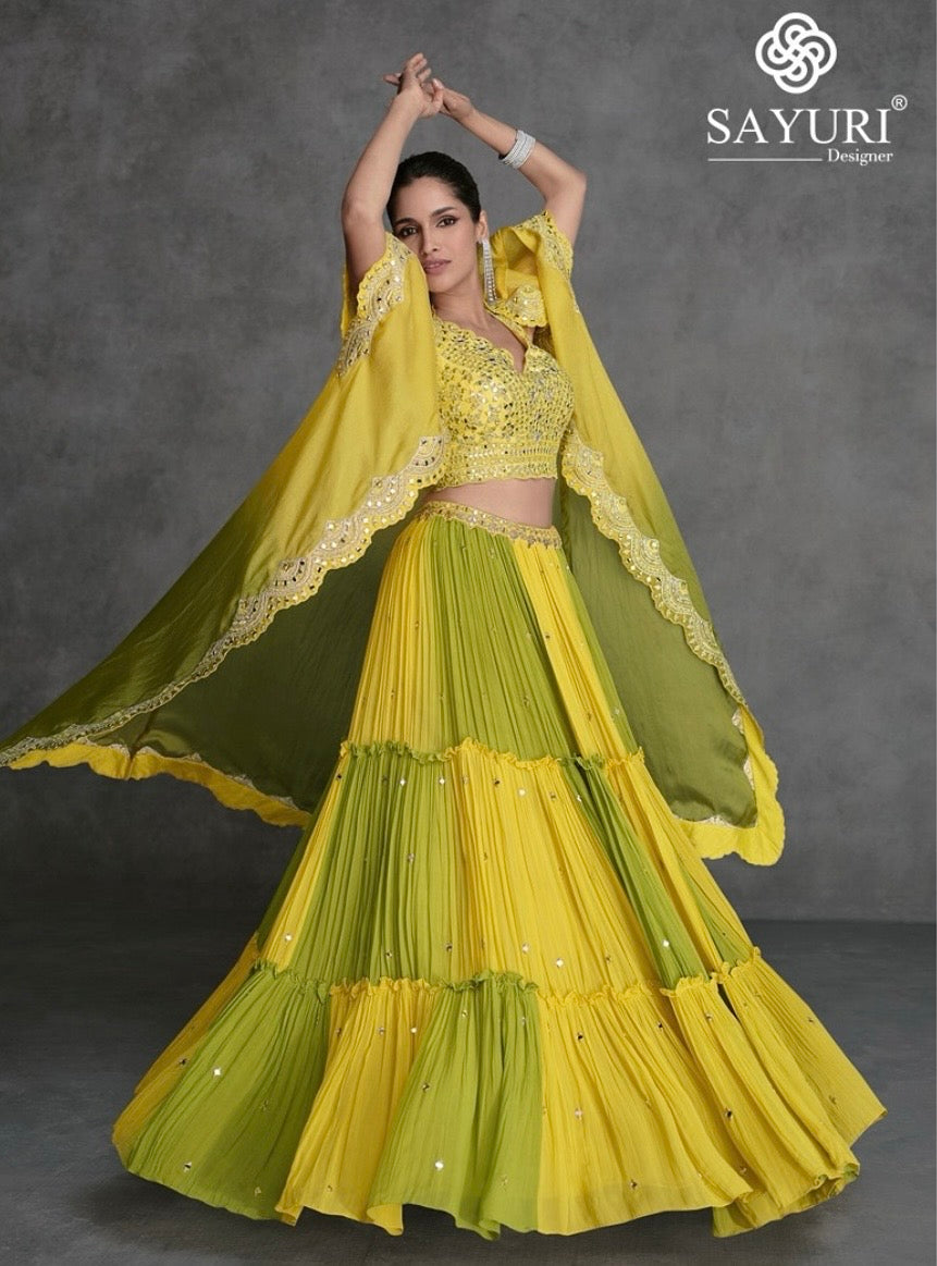 Lime Glow – Yellow & Olive Green Lehenga Set