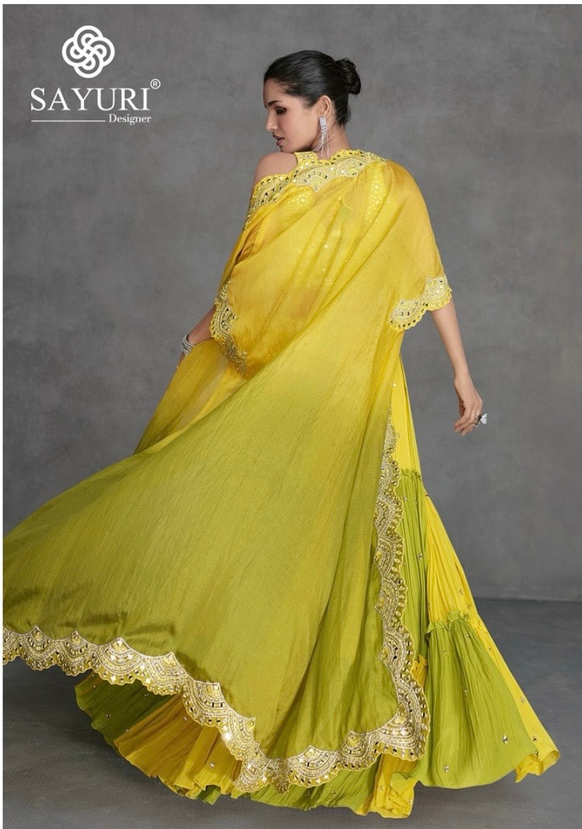 Lime Glow – Yellow & Olive Green Lehenga Set