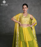 Lime Glow – Yellow & Olive Green Lehenga Set