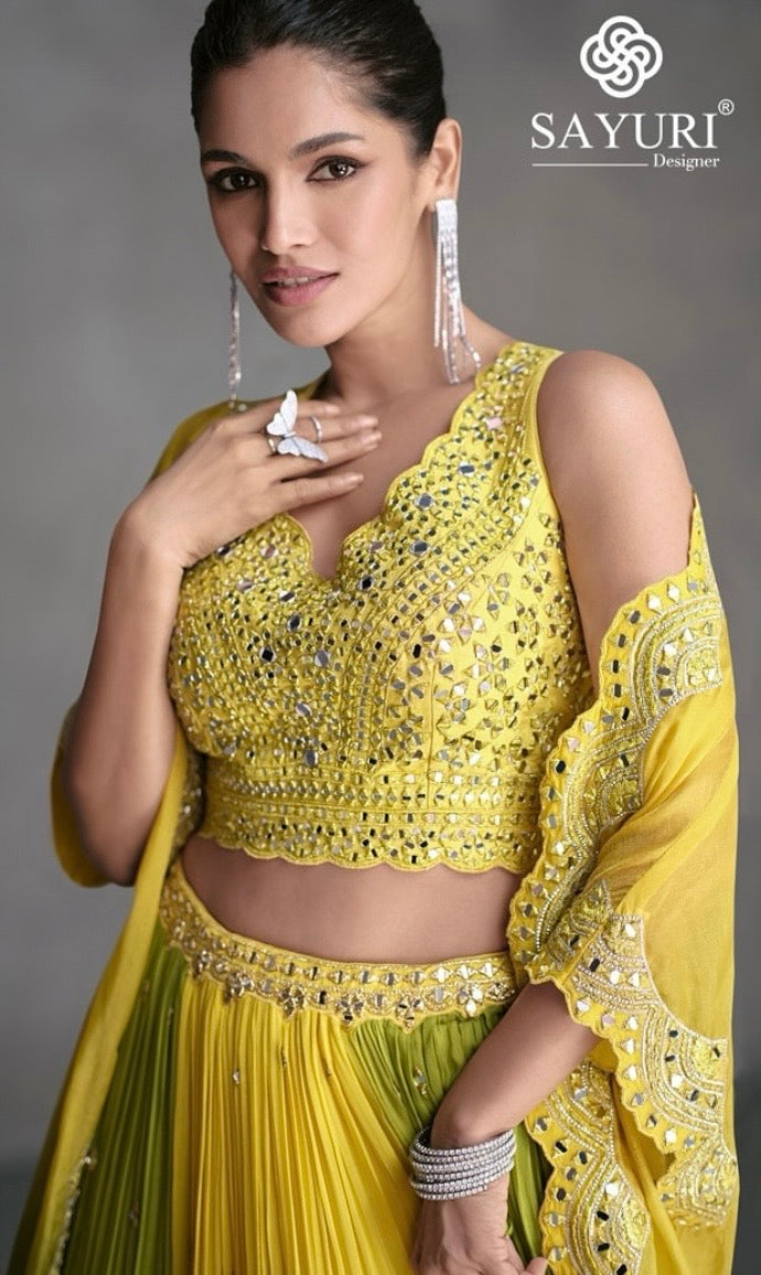 Lime Glow – Yellow & Olive Green Lehenga Set