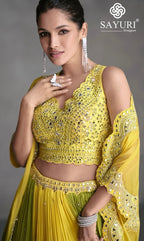 Lime Glow – Yellow & Olive Green Lehenga Set