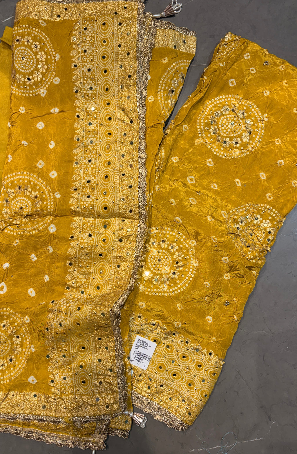 Mustard Gold Bandhani Embellished Suit Set