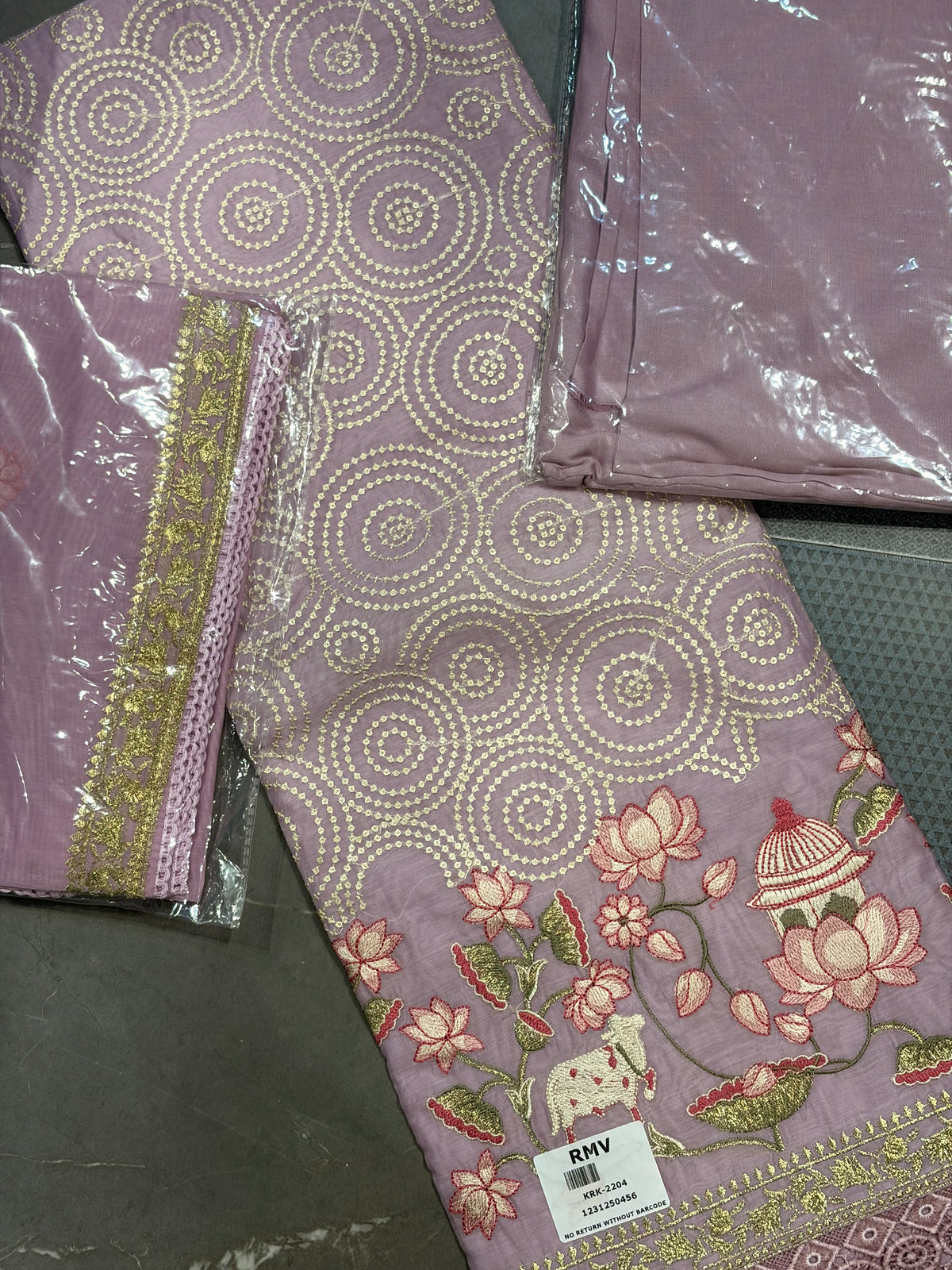 Mauve Garden Embroidered Suit Set