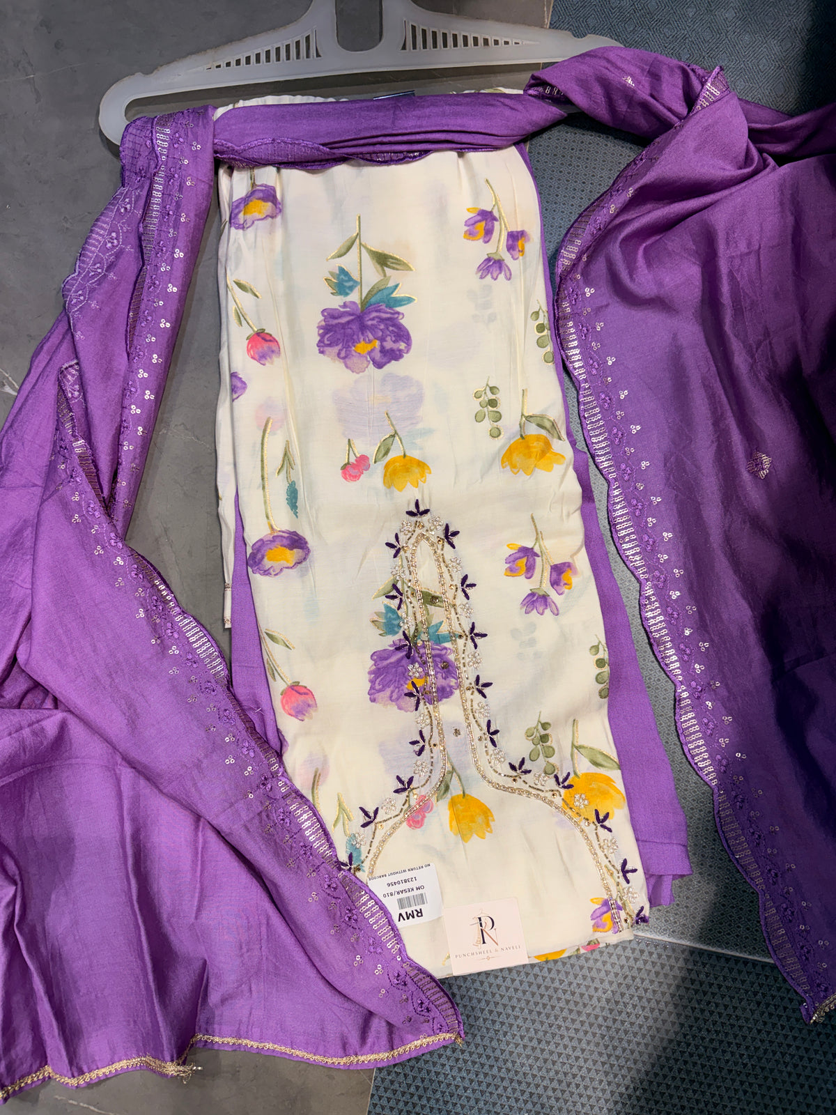 Lavender Floral Printed Suit Set