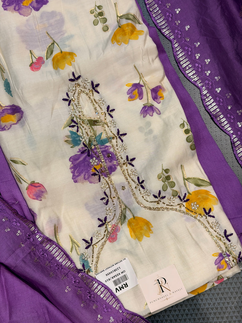 Lavender Floral Printed Suit Set