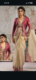 The Royal Magenta Embroidered Jacket Saree
