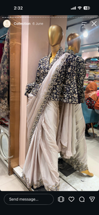 Midnight Blue Embroidered Jacket Saree