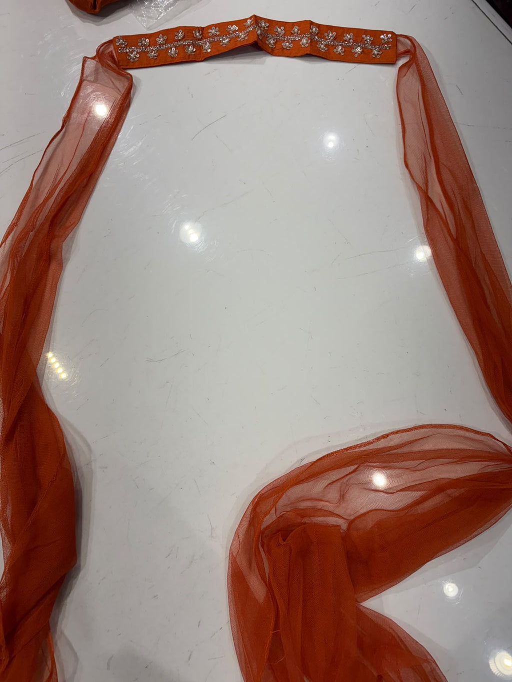 Mishri Red & Rust Chinon Indo-Fusion Set