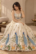 Ivory Peacock Embroidered Lehenga with Designer Blouse